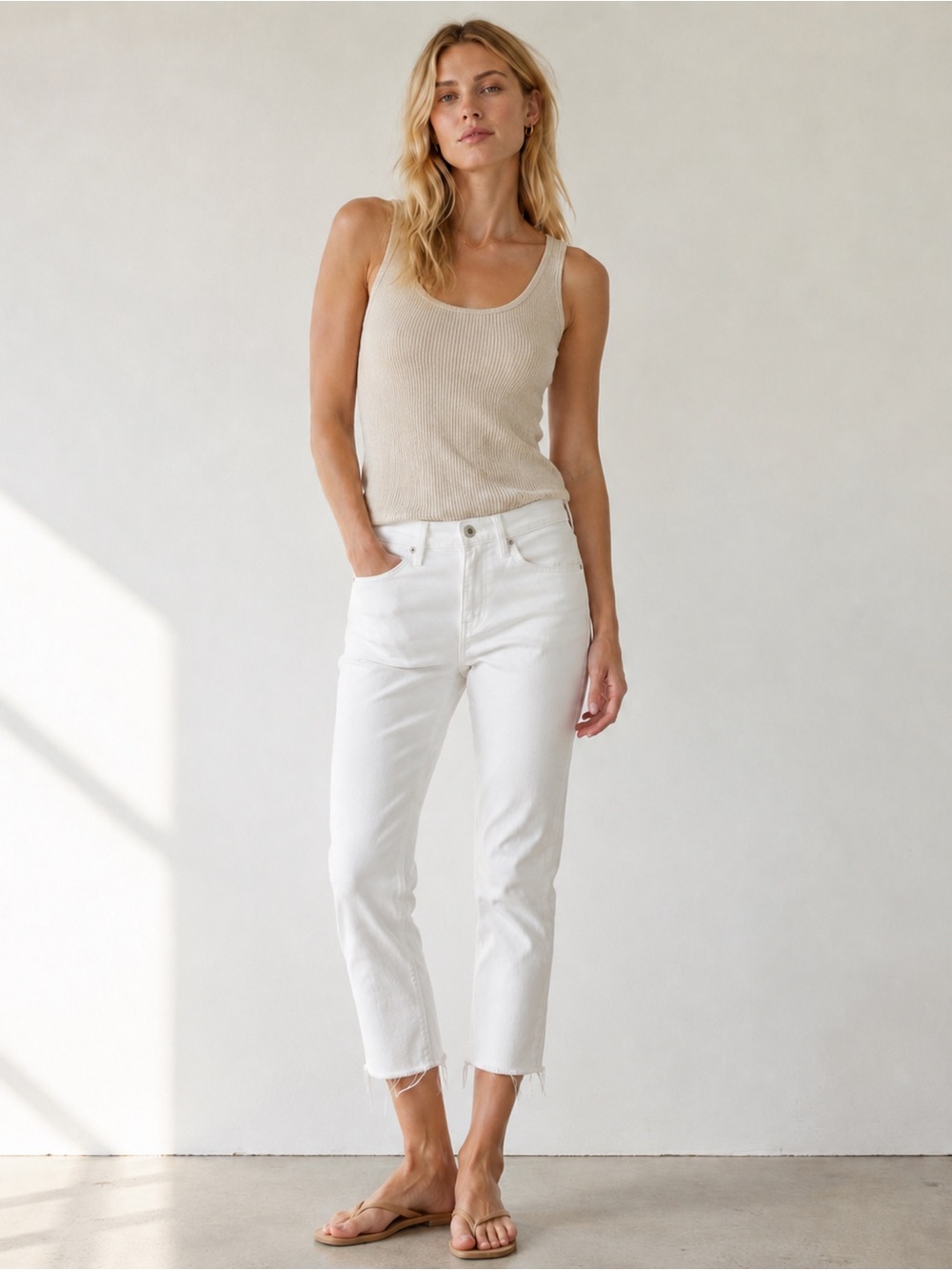 Rag & Bone Dre Capri White Slim Boyfriend Raw Hem Jeans Size 24